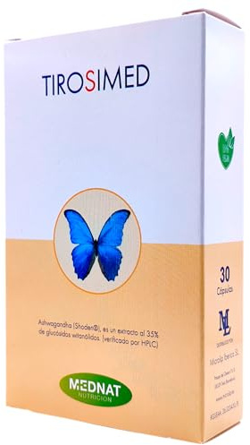 Mednat Tirosimed 30 Cápsulas - Suplemento de Apoyo a la Función Tiroidea con L-Tirosina, Selenio, Zinc y Ashwagandha Shoden - Energía, Metabolismo y Control del Estrés