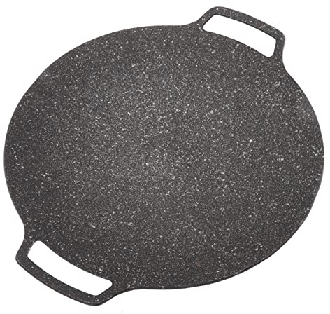 Buachois Sartén Barbacoa Coreana, Plancha Redonda de Aleación de Aluminio con Revestimiento Antiadherente Y Asas Dobles, Compatible con Cocinas de Gas, Inducción Y Eléctricas (Universal Type 33cm)