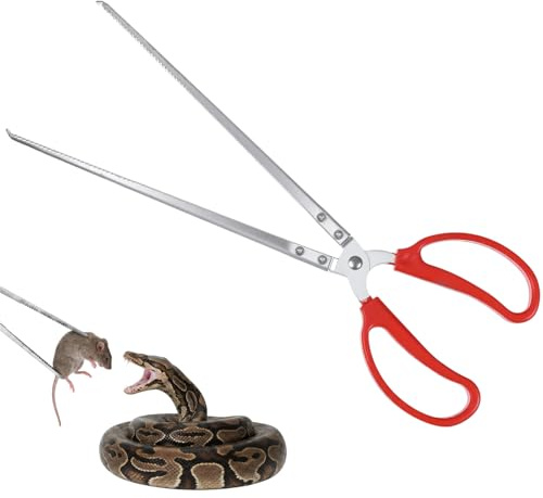 Bremorou Pinzas de alimentación de serpientes de 14.5 pulgadas, extralargas, grandes, de acero inoxidable, pinzas de alimentación de reptiles con mango antideslizante, pinzas de cangrejo resistentes
