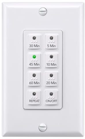 BN-LINK Bathroom Fan Timer Switch for Exhaust Fan Lights Heaters, 1 Pack
