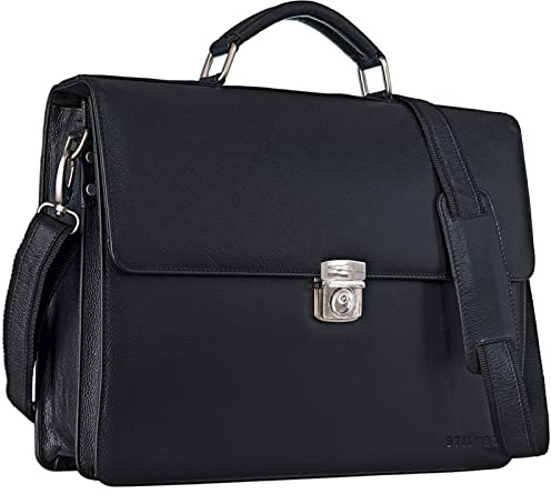 STILORD Robert Ventiquattrore uomo in pelle con scomparto per PC 15.6 pollici Cartella 24 ore Valigetta business Borsa portadocumenti da ufficio con tracolla Colore:nero