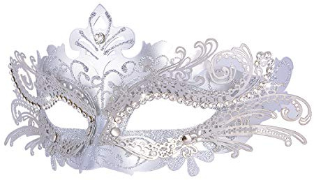 Hoshin Maschera per ballo in maschera, per martedì grasso, maschera veneziana da donna (argento)