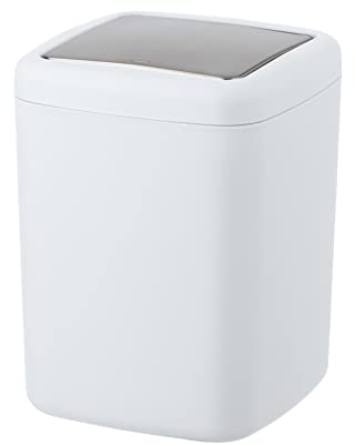 WENKO Barcelona S Swing Top Bin, White, Cosmetic Bin, Completely Shatterproof, Capacity: 3 L, Plastic (TPE), 15 x 20 x 15 cm, White