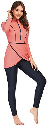 seafanny Dam 3 delar muslimska badkläder heltäckande Hijab Burkini Modest baddräkt Orange 50