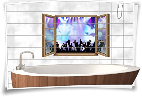 Medianlux Fliesen-Aufkleber Fliesen-Bild Fenster Party Disco Hände Lichter Event Konzert Star VIP Bad WC Aufkleber Folie Deko Digitaldruck Sticker, 150x97cm, 20x25cm (BxH) wb22fb811-129634