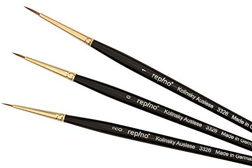Repino Kolinsky Rotmarderhaar Pinsel Set Künstlerpinsel - fein - dünn - Grösse 2/0, 0, 1