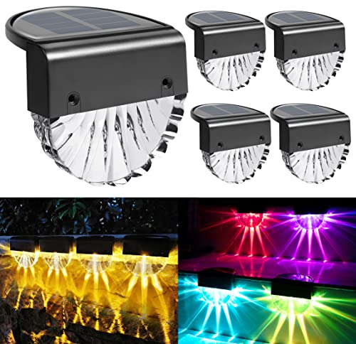 YOFIG Solarlampen für Außen , Wasserdichte Solarleuchten Garten Deko, Gartendeko 4 Stück Led Solar Gartenleuchten für Terrasse und Stufen, Solarleuchte mit 2 Modi-Warmweiß/Farbwechselnde
