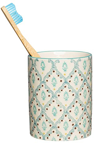 Tranquillo Zahnbürstenhalter Oriental, für 2 Zahnbürsten und eine Tube aus Keramik, 8 x 8 x 11 cm