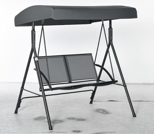 Outsunny Dondolo a 2 Posti da Giardino per Esterni con Tettuccio Regolabile e Seduta in Texteline, 140x118x162cm Grigio