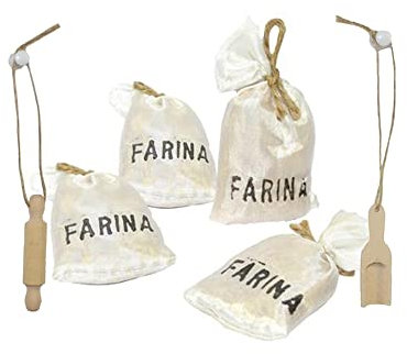 Generico Accessori Presepe 36 pz FORNAIO Panettiere Sacchi Farina, Mattarelli e Palette 5cm in Legno per Ambientazione Scenario Mini Decorazioni PIZZAIOLO Forno Paesaggio Napoletano Artigianale