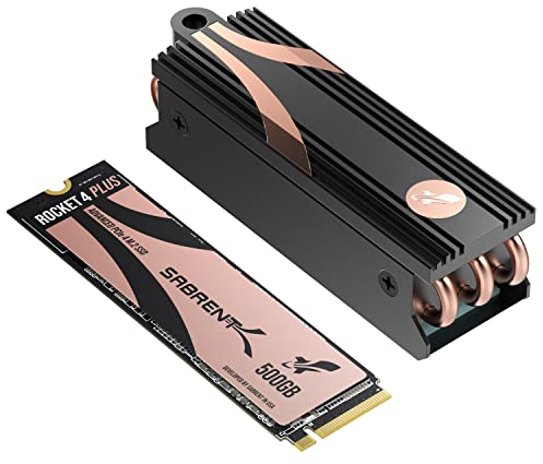 SABRENT M.2 NVMe SSD 500GB gen 4x4 with Heatsink, Solid State drive 7000MB/s Read, PCIe 4.0 m2 Hard Drive For Gamers, Compatible with PlayStation 5, PCs, NUCs Laptops and Desktops SB-RKT4P-HTSP-500