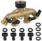Fippy 4 Way Tap Adaptor Solid Brass Tap Connector, Garden Hose Splitter with Individual On-Off Valves, 3/4 Brass Hose Faucet Manifold for Outdoor Tap and Garden Hoses