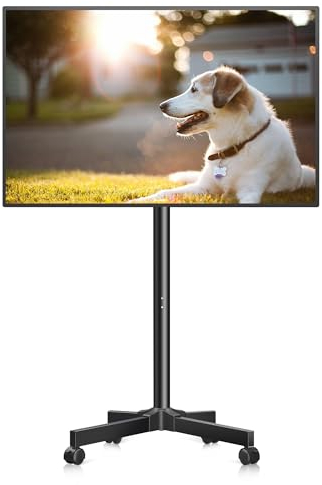 XINLEI Chariot TV mobile, support TV roulant pour écrans plats/incurvés 13-50 pouces, hauteur réglable à 30°, support de moniteur portable jusqu'à 20 kg