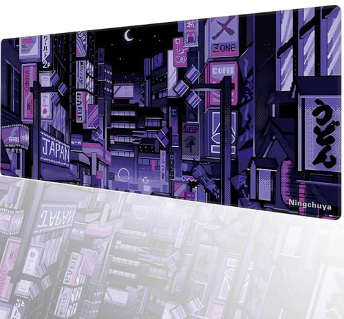 Ningchuya XL Mouse Mat, Extended Gaming Mouse Pad 700x300mm, Non-Slip Rubber Base with Stitched Edges, Computer Keyboard Pad Mat for Gaming, Office & Home (70x30 JPstreet06)