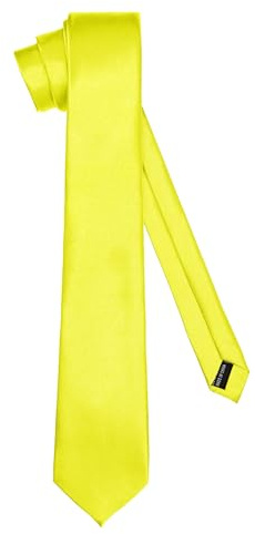 Ladeheid Cravatta classica da uomo, lucida, perfetta per l'ufficio e le festività, colori vari - Ideale per incontri d'affari, matrimoni TMS-8 (150cm x 8cm, Giallo)