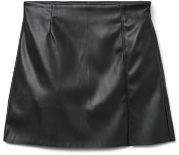 VERO MODA Femme Vmnelly HR Noos Courte Jupe en Cuir Synthétique, Noir, S EU