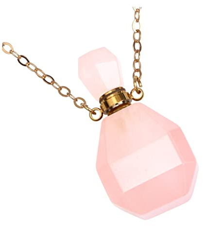 RORPOIR Natural Fluorite Crystal Wishing Bottle Pendant Necklace Colorful Aromatherapy Essential Oil Holder Metal Chain for Women for Parties and Festivals