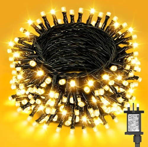 Dalugo Christmas Fairy Lights, 40M 400 LED 8 Mode Indoor Christmas Tree Lights Mains Powered with Timer, Memory Function, Warm White String Lights for Garden Xmas Decorations