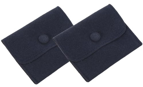 PATIKIL 2Pcs Jewelry Pouches 4x3 Velvet Snap Button, Dark Blue