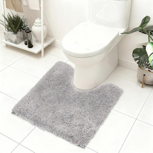 Baahrnom Alfombra de Baño en Forma de U Antideslizante 50X50cm, Alfombra de Inodoro de Microfibra Suave, Alfombras de Baño Absorbente, Alfombra de Ducha Lavables en Máquina