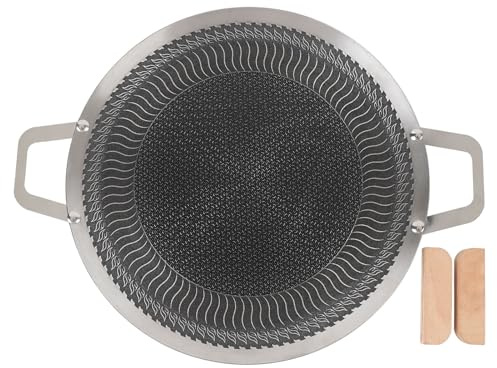 Pyltha Bistecchiera Padella in Ghisa 32cm - Piastra Antiaderente Grande - Perfetta per Carne e Grigliate Fumanti, Adatta a Induzione e Uso Multiplo (34 cm)