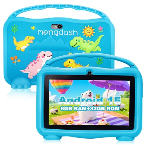 MengDash Kids Tablet, 7 inch Tablet for Kids, Educational Learning Toddler Tablet Android 15, 8(3+5) GB RAM+32GB ROM Storage, WiFi for Baby Girl boy Present 3-10(Blue)