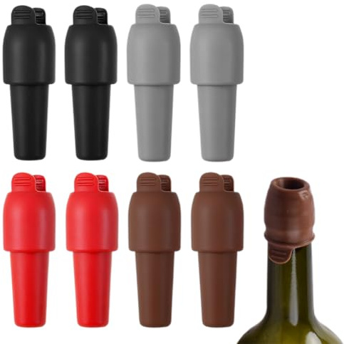 Tappi per Vino 8 PCS Tappo Riutilizzabile per Bottiglie di Vino Spumante, Tappo in Silicone per Bottiglie di Vino per Birra, Champagne, Prosecco