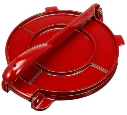 CANIGHT Edelstahl Tortilla Presse 7,8 Zoll Manuelle Teigpresse in Rot für Tortilla Roti und Quesadilla Zusammenklappbar für Einfache Aufbewahrung und Küche