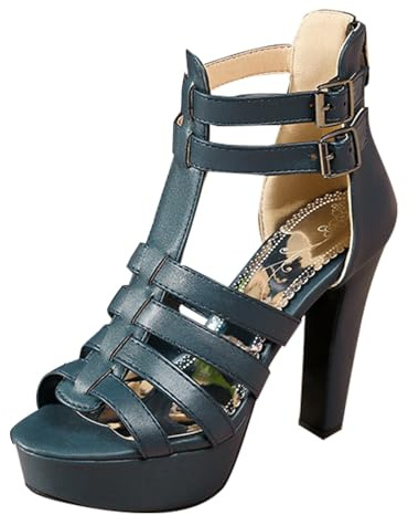 Sandalias Negras Tacon Anchas Mujer Platafoma Sandalias de verano para mujer talla grande tiras finas tiras en forma de T cremallera trasera tacones Sandalia Cómodas Zapatos Talla 38