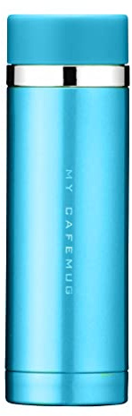 Pearl Metal H-6933 Water Bottle, 10.1 fl oz (300 ml), Direct Drinking, Stainless Steel Mug, Zitan Blue, Premium My Cafe Slim Direct