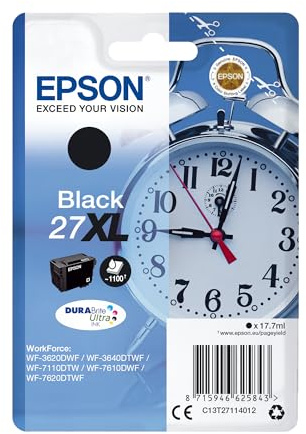 Epson 27XL Black Alarm Clock High Yield Genuine, DuraBrite Ultra Ink Cartridge