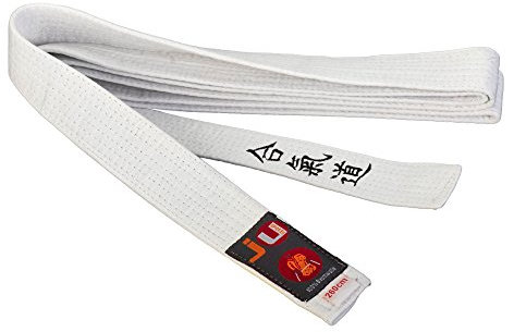 Ju-Sports Budogürtel weiß mit Bestickung Aikido (Japanisches Kanji)