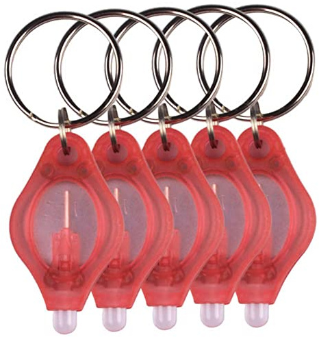XUPHINX Mini linterna con llavero, 5pcs luz LED portátil, llavero super brillante Antorcha del bolsillo de la lámpara, Lámpara colgante del llavero para áreas oscuras Camping/Caza/Senderismo, Rojo