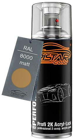 RAL 8000 Grünbraun matt 2K Akryl Sprayburk Sprayfärg Sprayfärg 400 ml snabbtorkande