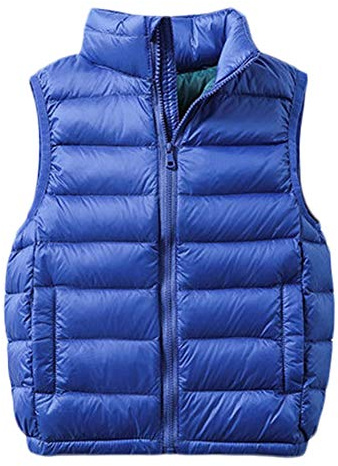 SK Studio Ragazza Ragazzo Gilet Piumini Cappotto Imbottito Senza Manica da Bambini Zip Up Giubbotto Invernale Blu, 11-12 Anni