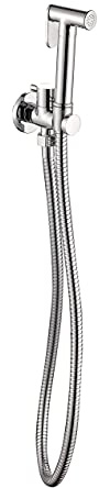 VALAZ Kit Douchette WC | Robinet Bidet, Douche hygiénique, Mélangeur Eau Froide et Chaude, Pas de Fuites, Installation Facile et Rapide | Laiton, Inoxydable, Rond, Série Guadiana (Chromé Froide)