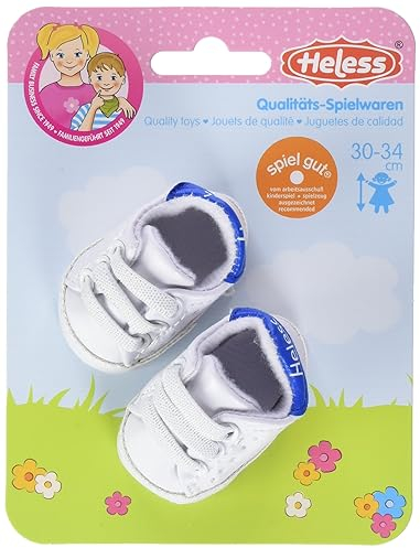 Heless 1451 - Sneaker für Puppen, in Weiß, Größe 30 – 34 cm, modisches Schuhwerk für den Puppen-Alltag