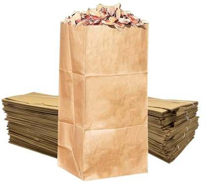 Rocky Mountain Goods Yard Waste Bags - Large 30 Gallon Brown Paper Leaf Bags for Yard/Garden - Environmental Friendly Lawn Bags - Tear Resistant Refuse Yard Bag - Heavy Duty 2 Ply Self Standing (25)