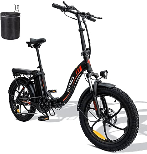 Fafrees F20 Fatbike män e-cykel hopfällbar cykel 20 tum med 36 V 16 Ah avtagbart batteri för pendling, vikbar för damer, 250 W, 25 km/h mountainbike 150 kg, stadsbike-bromsljus