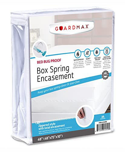 Guardmax Premium Box Spring Cover - RV Size Waterproof and Bed Bug Proof Zippered Box Spring Encasement - 6 Side Absorbent Boxspring Protects Against Bed Bugs, Dust Mites, Dirt, Spills, & Stains