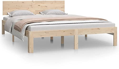 vidaXL Massivholzbett Bettgestell Bett Holzbett Doppelbett Bettrahmen Lattenrost Schlafzimmerbett Schlafzimmermöbel Kiefer 140x200cm