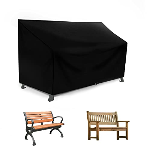 RICHIE Garden Bench Covers Waterproof 2 Seater, Outdoor Patio Bench Seat Cover, Windproof, Anti-UV, Heavy Duty Tear Resistant 420D Oxford Fabric, LoveSeat Cover for 2 Seater sofa, 134x66x63/89cm Black