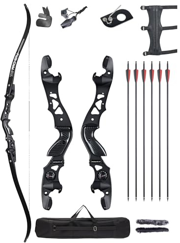 TOPARCHERY ILF Takedown Recurve Bow for Adult & Beginner,Bow and Arrow Set 62 Recurve Hunting Bow for Outdoor Training Practice Right Hand (60lb)