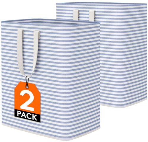 Lifewit Cesto Ropa Sucia, Cesta Ropa Sucia Impermeable con Asas Extendidas, Laundry Basket, Cubo Ropa Sucia Plegable, Bolsa Ropa Sucia para Baño, Dormitorio, Lavadero, 100L, Azul, Paquete de 2