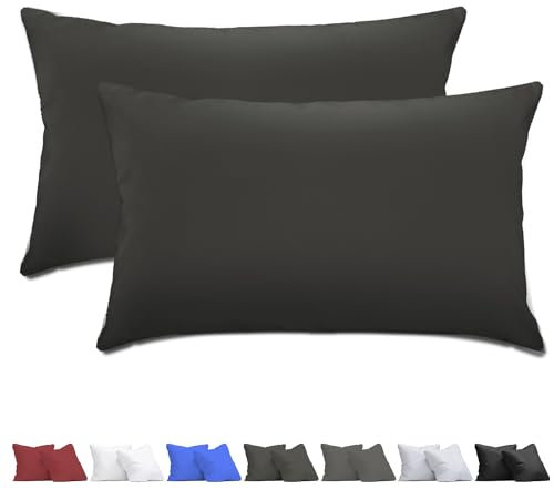 aboveBED Kissenbezug 50 x 70 (2er-Set), Anthrazit, Kopfkissenbezug 50x70 cm aus 100% Mikrofaser, Kissenbezug mit Reißverschluss, Weich und Atmungsaktiv, Waschbare