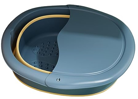 Collapsible Foot Bath 11.02x10.83x9.06inch Foldable Foot Bath Bowl Deepen Foot Soak Bowl with Massage Spot with Lid for Travel Home Massaging Tools Blue