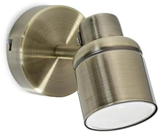 ValueLights | Antique Brass Single Spotlight Adjustable GU10 Spotlight | Bath Wall Lights, Home Décor & Improvement Essential | Includes 5W LED Bulb [3000K Warm White] | Mains Wired
