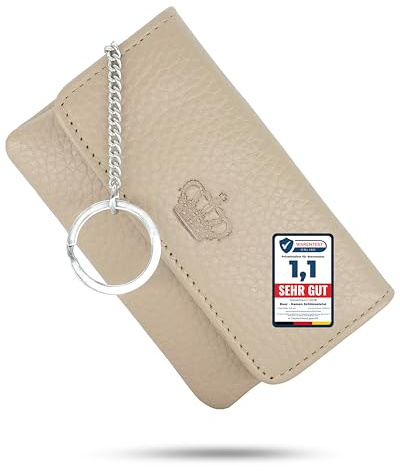 Baur Étui à clés Femme en Cuir véritable – Porte-clés avec Anneau métallique et Fermeture à Pression – Petit Porte-Monnaie zippé pour Billets, pièces et Cartes (Taupe)