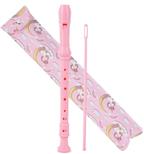 Czzmy Soprano Flauta Dulce Para Principiantes,Flautas Dulces Soprano 8 Agujeros con Herramienta de limpieza, Regalo Para Principiantes,Jugadores Profesionales(2-Unicornio rosa)