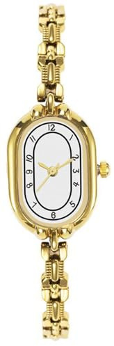 ADSBIAOYE Guldklockor för kvinnor läcker vintage oval liten armbandsklocka rostfritt stål vattentät mode damklänning kvartsur, 1 Guld – vit, Elegant mode